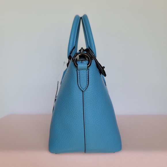 Coach Cara Pebbled Leather Satchel-Pool Color - Picture 9 of 16